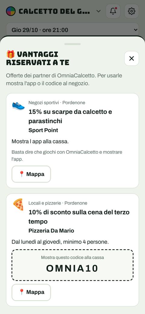 Le offerte dei partner con il codice sconto